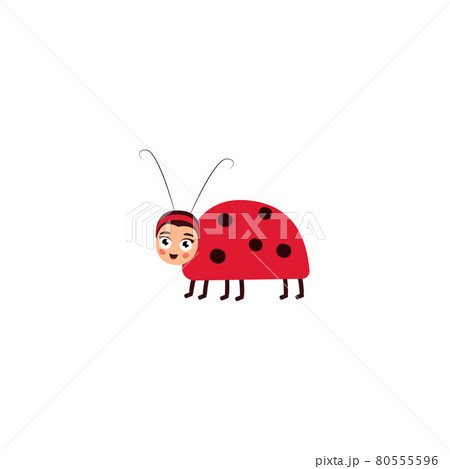 Cute ladybug. Fun T-shirt and textile design for kids. Use for fashion clothing, T-shirt printing, textiles, surface design. Vector. Doodle flat style Cute ladybug. Fun T-shirt and textile design for kids. Use for fashion clothing, T-shirt printing, textiles, surface design. Vector. Doodle flat style 80555596
