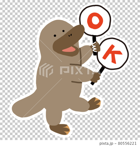 オーストラリアの動物　OKサインのカモノハシのベクターイラスト 80556221