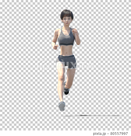 Female runner perming3DCG illustration material 80557997