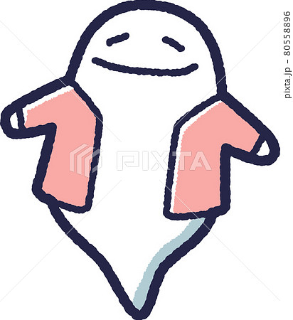 カーディガンを着ているゆるかわいいおばけのイラストのイラスト素材
