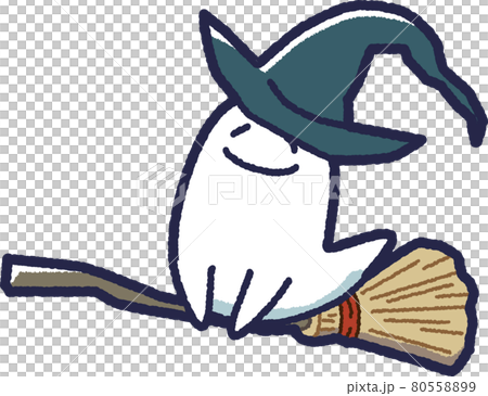 一個可愛的鬼魂打扮成女巫的插圖 80558899