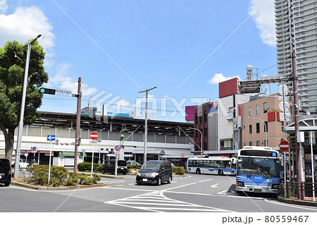 千葉市 稲毛駅西口の街並みの写真素材