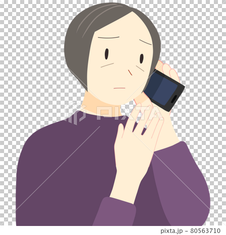 一位老婦人打電話的插圖 80563710