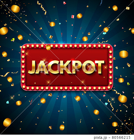 Jackpot background with falling gold confetti. Casino or lottery advertising template. Vector illustration Jackpot background with falling gold confetti. Casino or lottery advertising template. Vector illustration 80566215