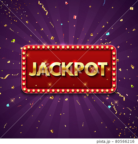 Jackpot background with falling gold confetti. Casino or lottery advertising template. Vector illustration Jackpot background with falling gold confetti. Casino or lottery advertising template. Vector illustration 80566216