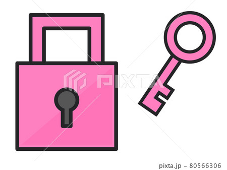 カギで南京錠を施錠して防犯対策をするイラスト 80566306