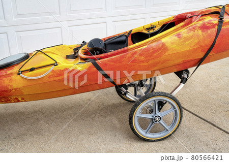 river kayak on a cart 80566421