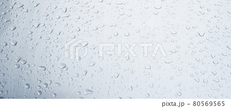 Rain drops and dew. water drops on a gray car roof after stopped raining , selective focus waterproof surface. soft focus. Leave space for writing text background. 80569565