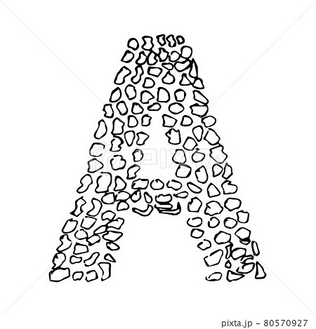 Hand drawn letter A. Sketched letter with decorative elements. Easy to edit vector template for your designs. 80570927