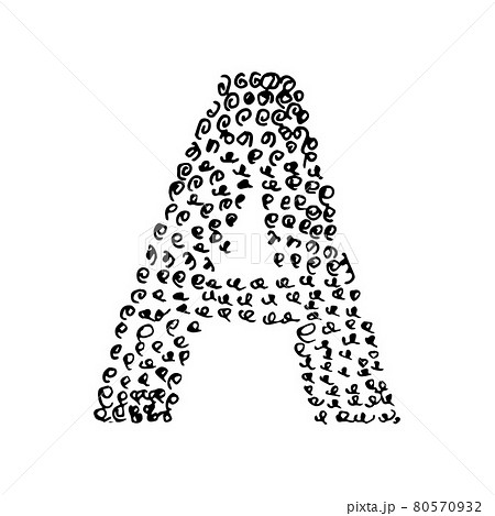 Hand drawn letter A. Sketched letter with decorative elements. Easy to edit vector template for your designs. 80570932