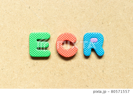 Foam alphabet letter in word ECR (Abbreviation of Efficient Consumer Response, Early Career Researcher, Engine control room) on wood background Foam alphabet letter in word ECR (Abbreviation of Efficient Consumer Response, Early Career Researcher, Engine control room) on wood background 80571557