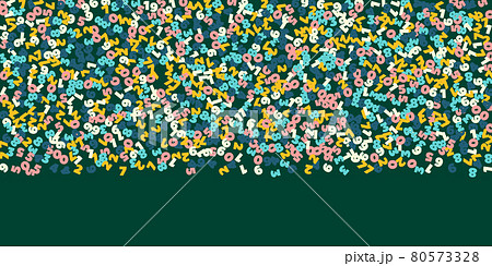 Falling pastel numbers. Math study concept with flying digits. Breathtaking back to school mathematics banner on blackboard background. Falling numbers vector illustration. 80573328