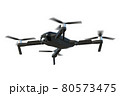ドローンCG 黒 オリジナルデザイン_A011 左向き下から2 羽回転 背景無し 80573475