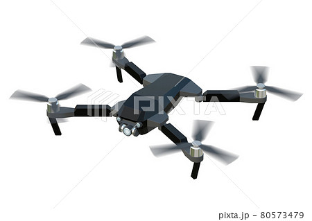 ドローンCG 黒 オリジナルデザイン_A006 左向き1 羽回転 背景無し ドローンCG 黒 オリジナルデザイン_A006 左向き1 羽回転 背景無し 80573479