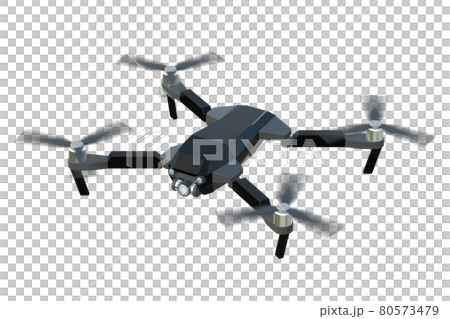ドローンCG 黒 オリジナルデザイン_A006 左向き1 羽回転 背景無し ドローンCG 黒 オリジナルデザイン_A006 左向き1 羽回転 背景無し 80573479