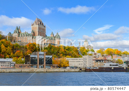 Autumn view of Old Quebec City waterfront from Saint-Lawrence Riverr in Quebec, Canada. 80574447