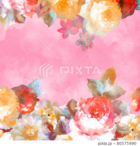 Beautiful red and pink watercolor rose peony flower and background Beautiful red and pink watercolor rose peony flower and background 80575990