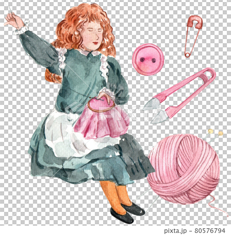 Sewing and needlework watercolor Sewing and needlework watercolor 80576794