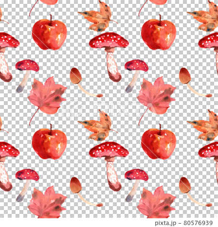 Autumn daily pattern seamless watercolor 80576939