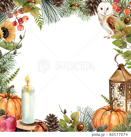 Autumn Frame watercolor 80577074