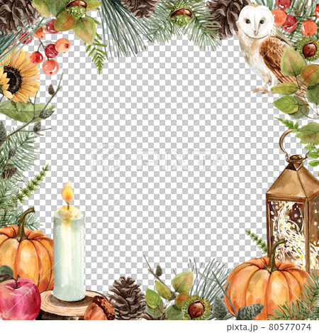 Autumn Frame watercolor 80577074