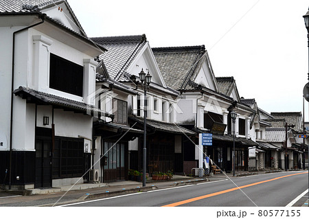 筑後吉井の 白壁の町並み 歴史と風情を感じる人気散策スポットの写真素材