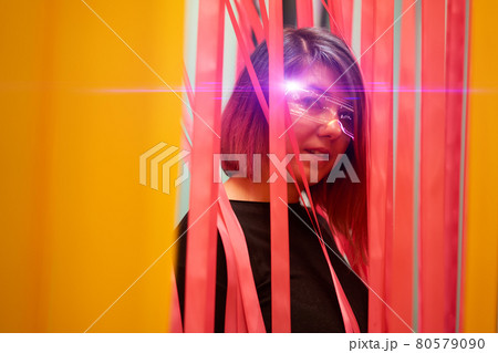 Cyber girl. Beautiful young woman, futuristic style. Cyber girl. Beautiful young woman, futuristic style. 80579090