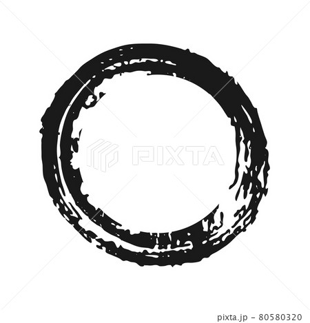 Vector grunge ink brush frame. Circle shape hand painted. One isolated element Vector grunge ink brush frame. Circle shape hand painted. One isolated element 80580320
