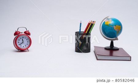 colorful collection of school supplies set on white background. back to school. great ideas colorful collection of school supplies set on white background. back to school. great ideas 80582046