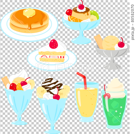 喫茶店のデザートメニューのイラストセット 80582070