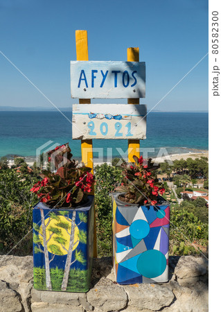 Greece, Afytos, Street Art 2021 facing the sea Greece, Afytos, Street Art 2021 facing the sea 80582300