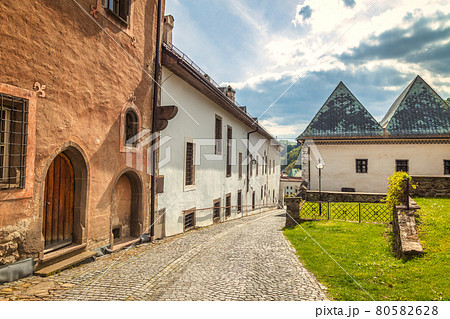 Historic street in centre of Kremnica, important medieval mining Historic street in centre of Kremnica, important medieval mining 80582628