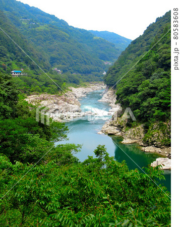 四国・大歩危小歩危・小歩危の少し穏やかな流れと険しい渓谷・徳島県三好市(6) 四国・大歩危小歩危・小歩危の少し穏やかな流れと険しい渓谷・徳島県三好市(6) 80583608