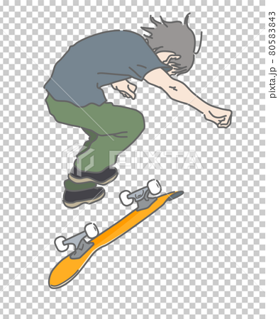 スケートボード - ジャンプ・トリックのイラスト 80583843