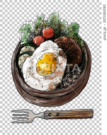 Loco moco bowl illustration 80586090