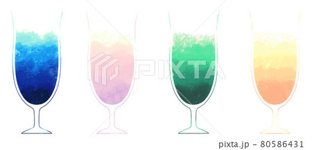 ドリンクイラストセット_水彩風 ドリンクイラストセット_水彩風 80586431