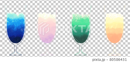 ドリンクイラストセット_水彩風 ドリンクイラストセット_水彩風 80586431