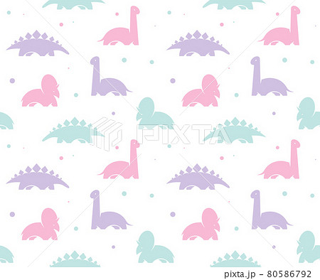 Kids baby background with cute dinosaurs. Vector seamless pattern. 80586792