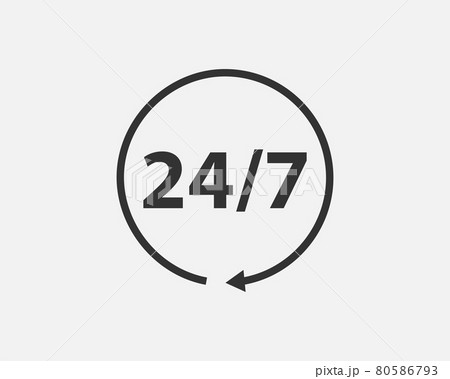 24 Hours a day service icon symbol vector 80586793