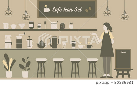 カフェで使えるシンプルなグラフィックのアイコンの詰め合わせ 80586931