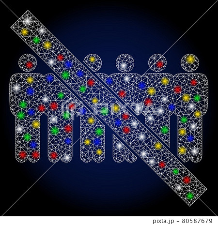 Glowing Mesh Network Forbidden People Line with Color Light Spots 80587679
