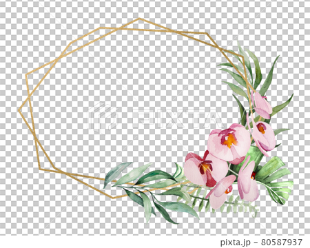 Watercolor tropical flowers and leaves frame illustration Watercolor tropical flowers and leaves frame illustration 80587937