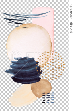 Watercolor dark blue and beige painted Abstract elements Watercolor dark blue and beige painted Abstract elements 80589019