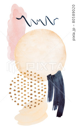 Watercolor dark blue and beige painted Abstract elements Watercolor dark blue and beige painted Abstract elements 80589020