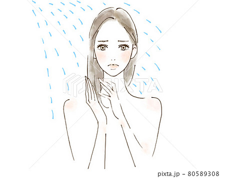 髪を洗う女性　困り顔　トラブル 80589308