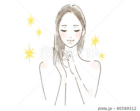 ヘアケアをする女性　お風呂上がり 80589312