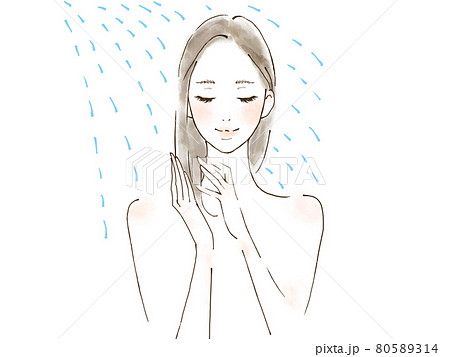 シャワーを浴びる女性 すすぎ シャワーを浴びる女性 すすぎ 80589314