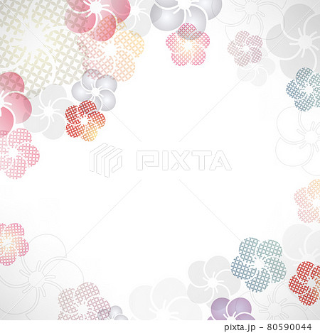 梅の花の和柄イラスト背景 80590044