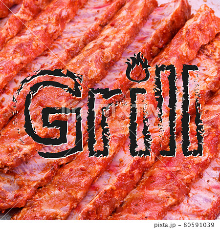 Pork ribs grill barbecue banner Pork ribs grill barbecue banner 80591039