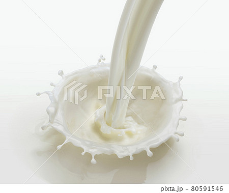 Pouring milk splash isolated on white background 80591546
